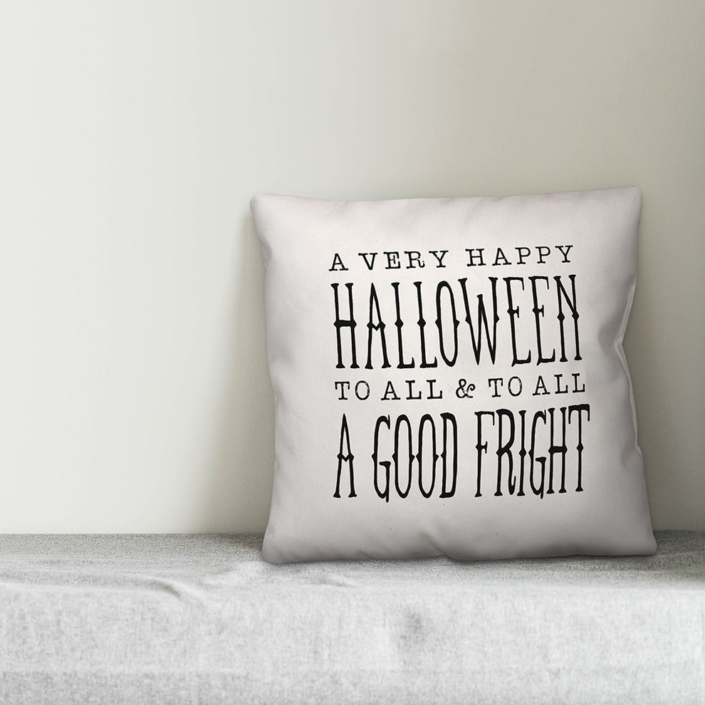 A Very Happy Halloween White 20"x20" Throw Pillow Cover