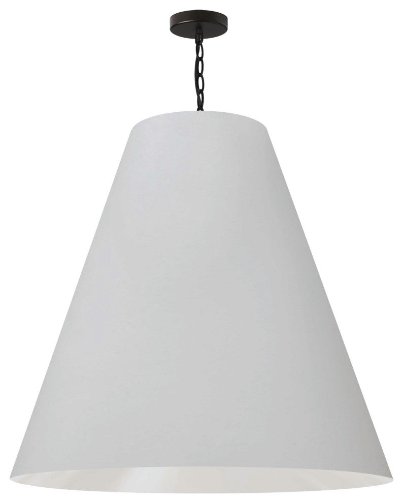 1 Light X-Large Anaya Matte Black Pendant w/ White Shade