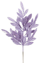 Vickerman 22" Glitter Bay Leaf Spray, Set of 6, Purple