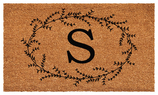 Calloway Mills Rustic Leaf Vine Monogrammed Doormat, 36"x72", Letter S