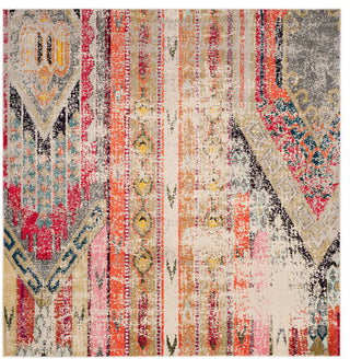 Safavieh Monaco Collection MNC222 Rug, Light Grey/Multi, 6'7" Square