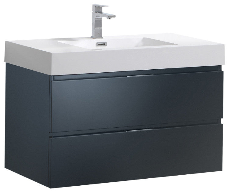 Valencia Wall Hung Bathroom Vanity, Dark Slate Gray, 36"