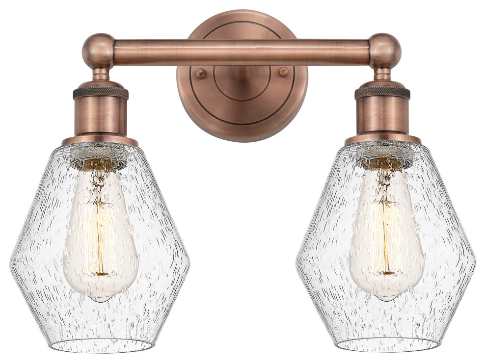 Cindyrella 2-Light 15" Bath Vanity Light, Antique Copper, Seedy Shade
