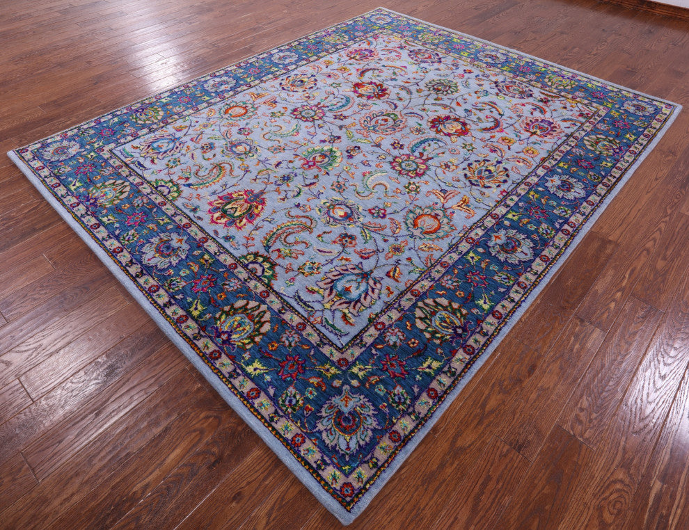8' 2" X 10' 2" Wool & Silk Handmade Persian Rug - Q15775