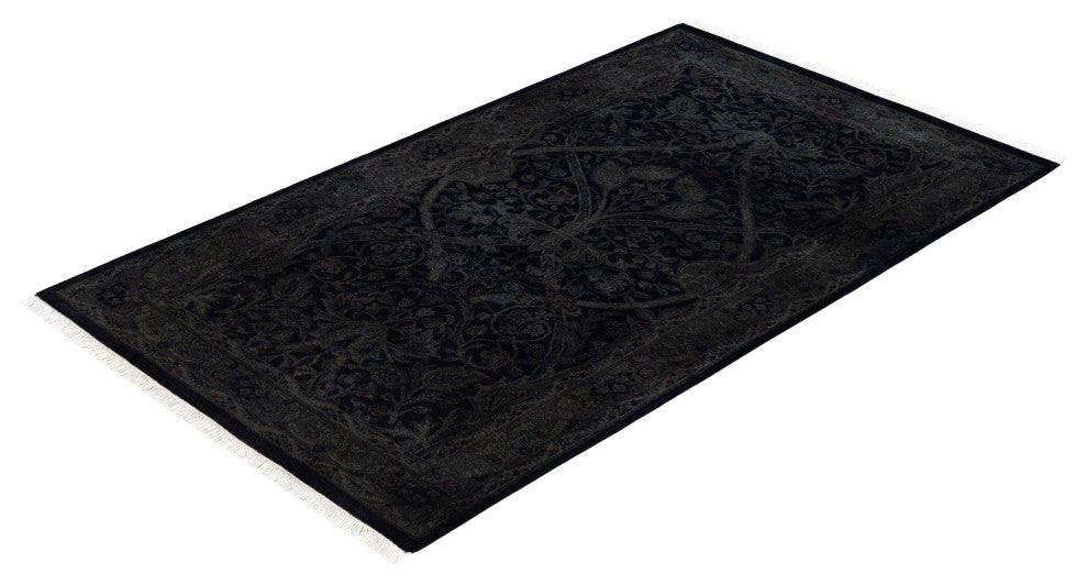 Overdyed One-of-a-Kind Hand-Knotted Area Rug Black, 3' 2" x 5' 3"