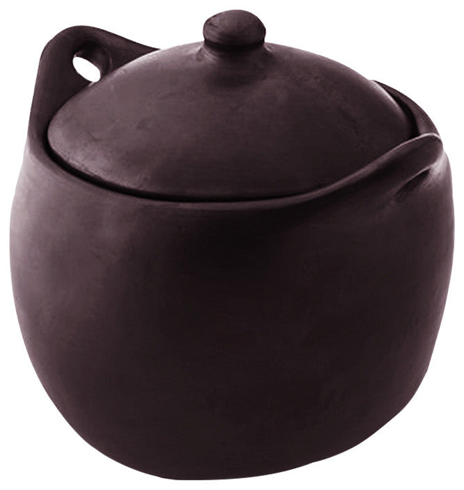 Ancient Cookware, Tall Chamba Clay Stew Pot, 4 Quarts
