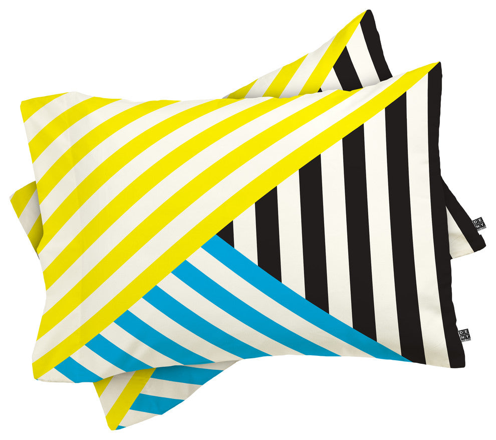 Deny Designs Three Of The Possessed Wave Tricolour Pillow Shams, Queen
