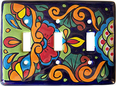 Rainbow Talavera Triple Toggle Switch Plate