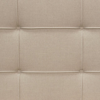 Queen Bed With Integrated Footboard Storage Unit and Accent Wings, Sand Fabric