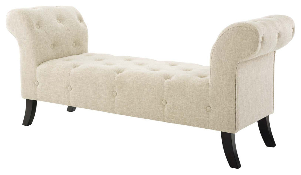Modern Designer Living Room Lounge Club Lobby Accent Chair Bench, Fabric, Beige