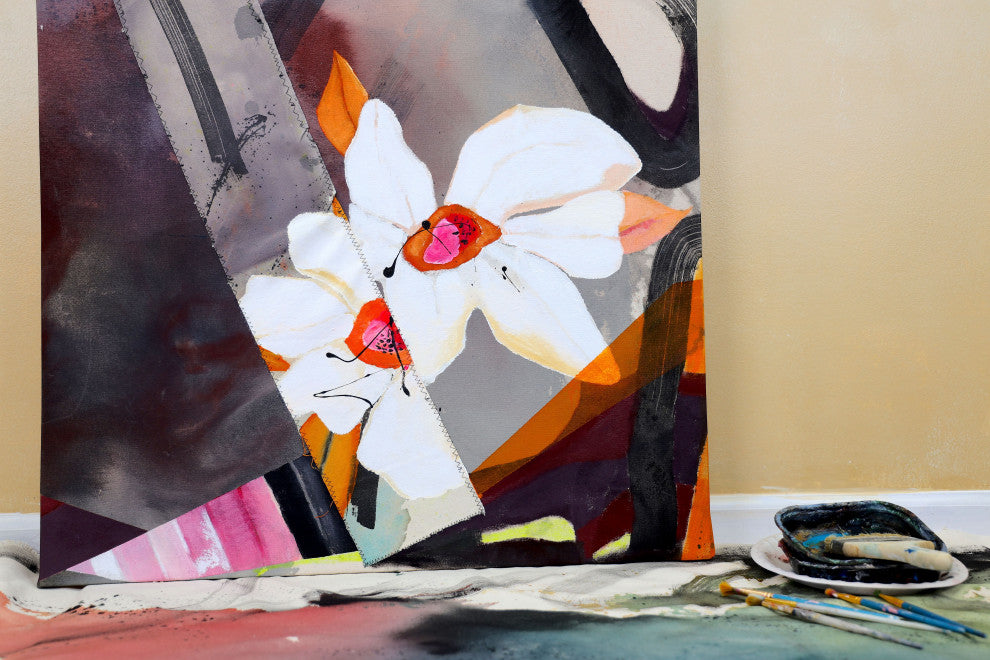 Flower painting, Abstract impressionst artwork on canvas