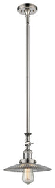 1-Light LED Halophane Mini Pendant, Polished Nickel, Clear Halophane