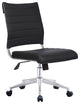 Mid Back Swivel Boss Ribbed PU Leather Office Chair Modern Ergonomic, Black