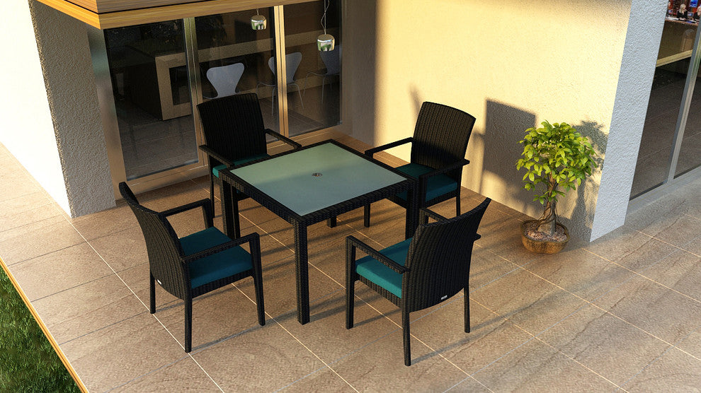 Urbana 5 Piece Arm Dining Set, Spectrum Peacock