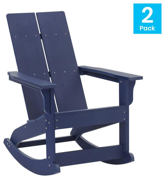 Finn Set of 2 Outdoor Rocking Adirondack Chair-Rust Resistant Hardware, Navy