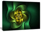Fractal Green Flower on Black, Floral Canvas Art Print, 20"x12"