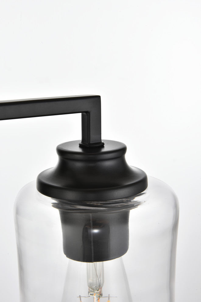 3 Light Black And Clear Bath Sconce