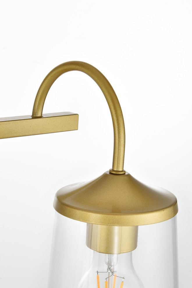3 Light Brass And Clear Bath Sconce