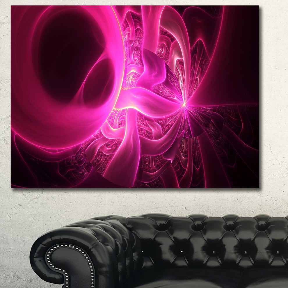 Bright Pink Designs on Black, Oversized Abstract Canvas Art Print, 60x40