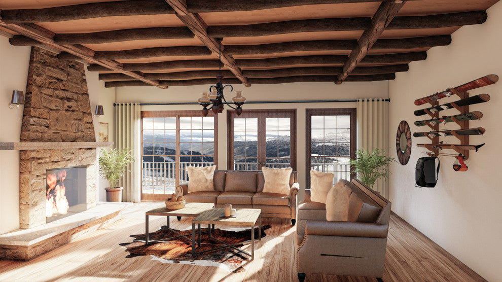 Ski Rack - The Hallsteiner Series Horizontal Ski Wall Mount, Birch, Quad