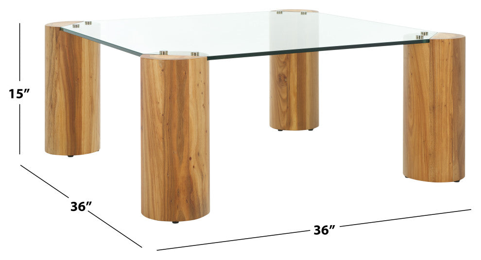 Safavieh Couture Robbie Square Glass Coffee Table, Natural