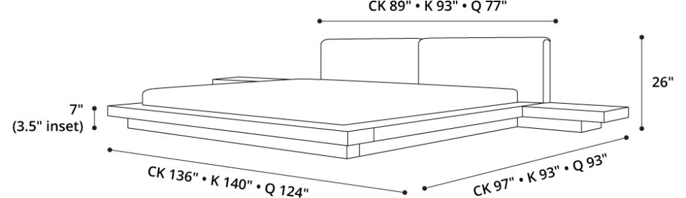 Akanji Bed Ecru Fabric and Wenge / Queen