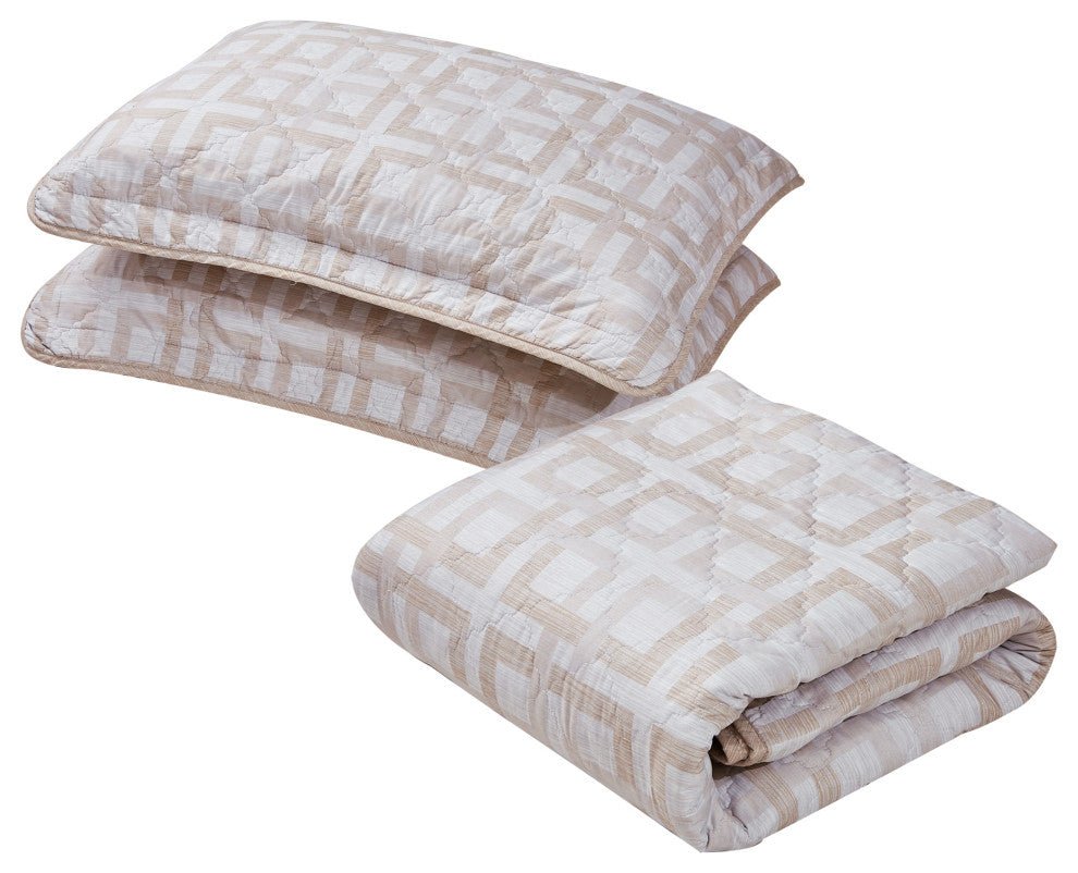 Austin Geo Quilted 7 Piece Bed Spread Set, Queen