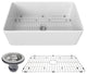 White Ceramic Single Bowl Farmhouse Apron Kitchen Sink with Sink Grid, 36"18"