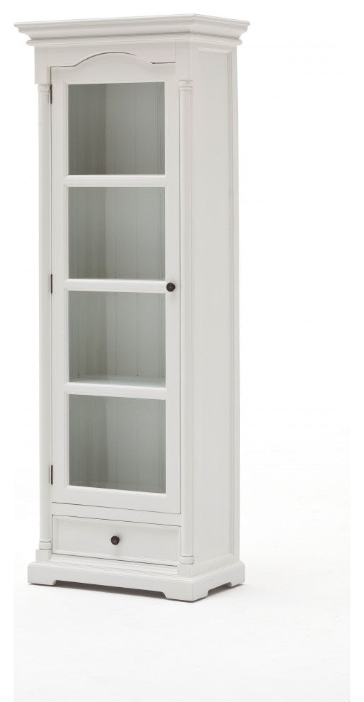 Traditional White and Glass Door Storage Cabinet