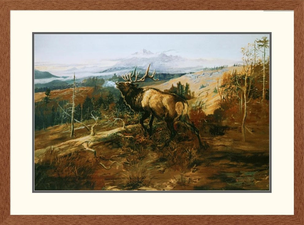 "The Elk" Framed Digital Print by Charles M. Russell, 39x29"