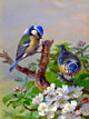 Tile Mural Titmouse On Tree By Archibald Thorburn, 6"x8", Matte