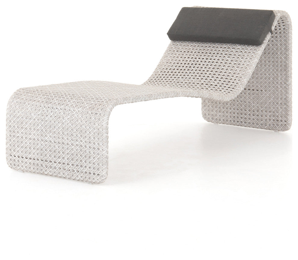 Paige Outdoor Woven Chaise Lounge-Grey