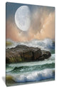 "Roaring Ocean Under Large Moon" Seascape Canvas Photo Print, 16"x32"