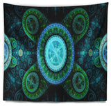 Bright Blue Psychedelic Relaxing Art Abstract Wall Tapestry, 80"x68"
