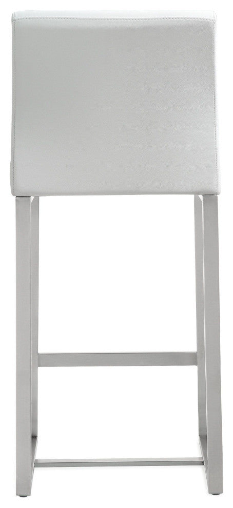 Denmark White Stainless Steel Counter Stool (Set of 2) - White