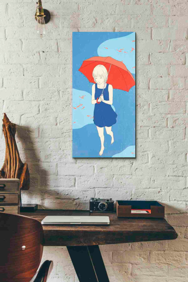 Epic Graffiti 'Afternoon Fish' by Sai Tamiya, Giclee Canvas Wall Art, 12"x24"
