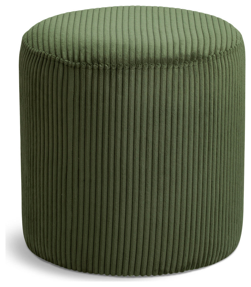 Roy Microsuede Fabric Upholsetered Ottoman/Stool, Green, Round