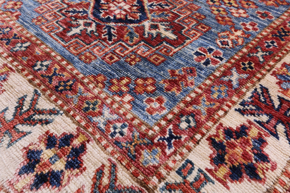 2' 10" X 4' 3" Geometric Super Kazak Hand Knotted Wool Rug Q10359