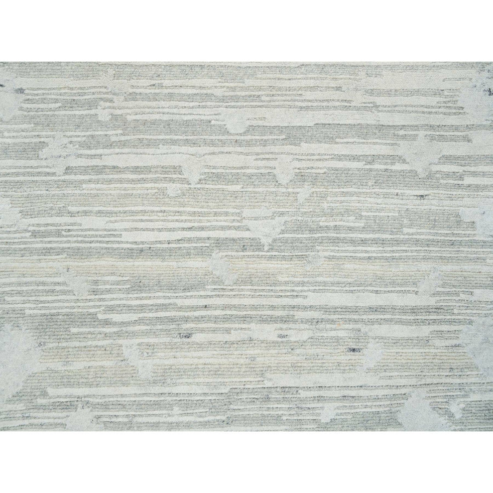 Ivory and Light Gray Hand Spun Undyed Natural XL Runner Oriental Rug 2'6"x16'