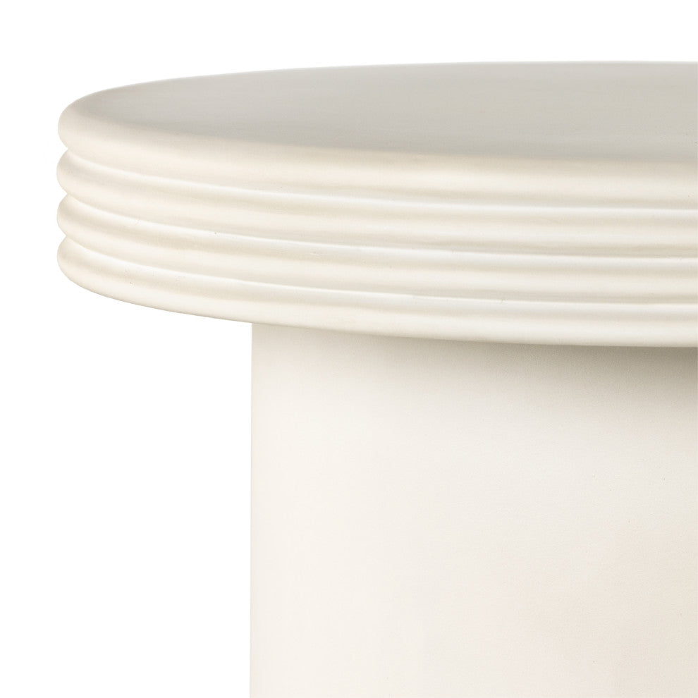 Grecia Outdoor End Table-Large-White