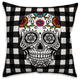 Buffalo Check Sugar Skull 18x18 Spun Poly Pillow