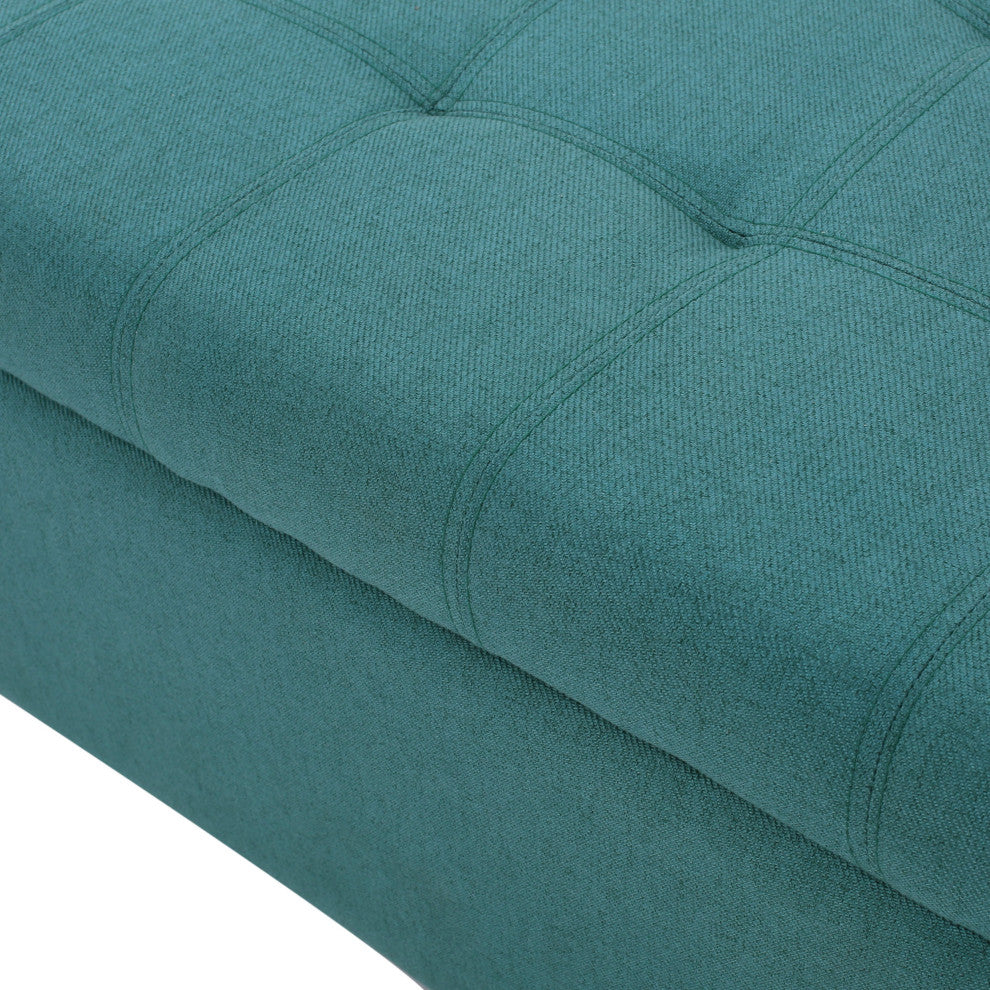 GDF Studio Sterling Fabric Tufted Storage Ottoman, Dark Teal