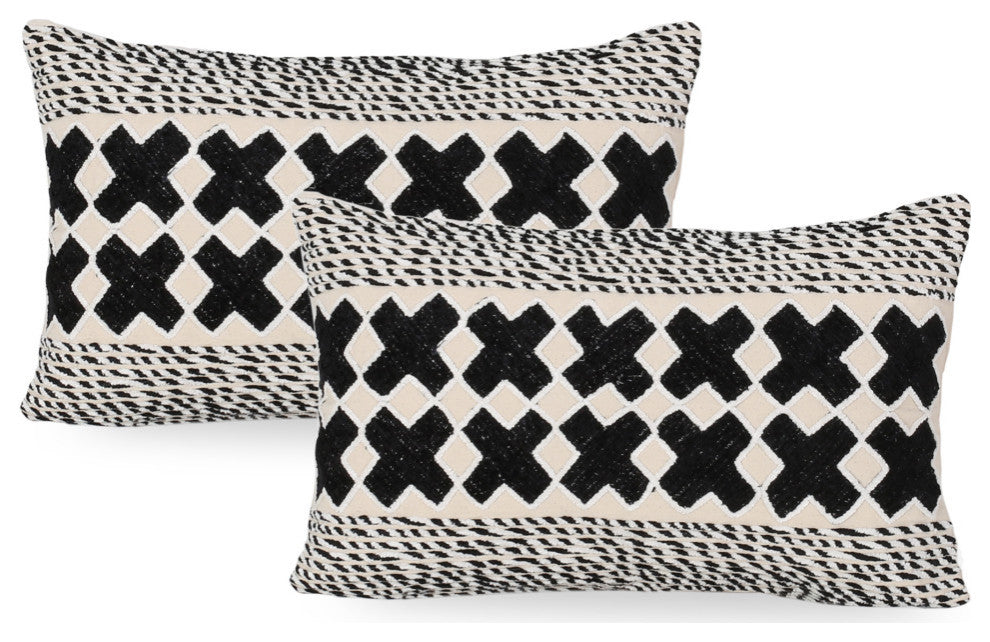 Kerman Boho Handcrafted Fabric Pillow Cover, Set of 2
