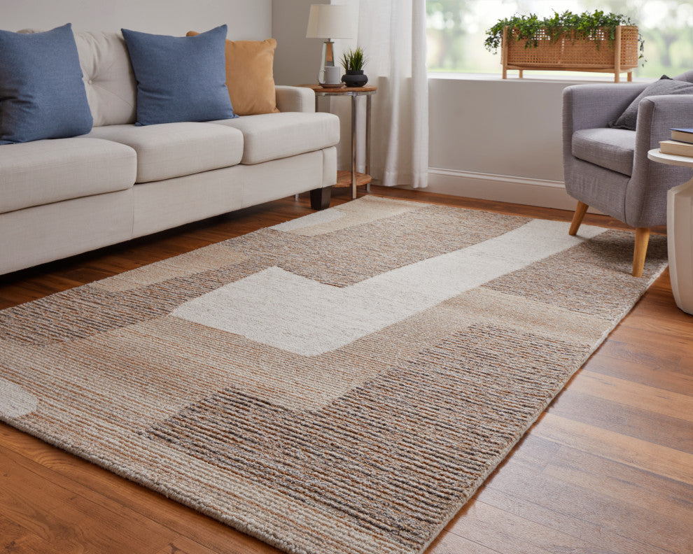 Middleton Modern Abstract, Brown/Tan/Ivory, 5'x8' Area Rug