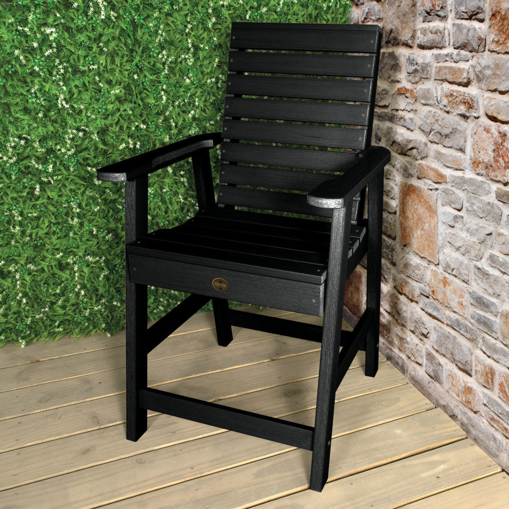 Glennville Counter Dining Arm Chair, Weathered Acorn, Black