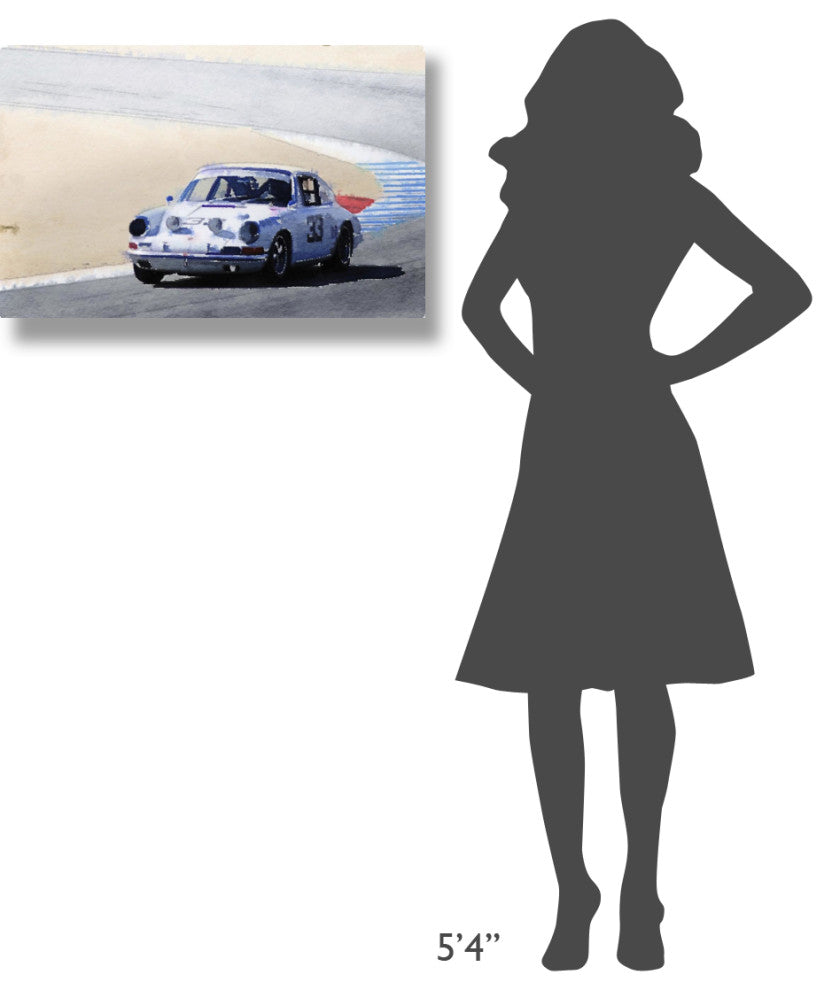 "White Porsche 911 in Monterey Watercolor" Fine Art Print