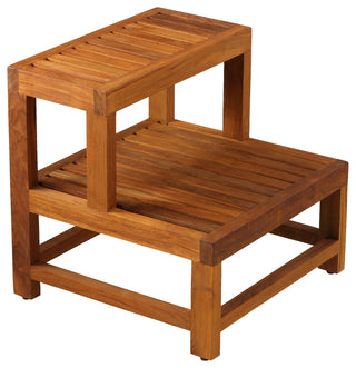 Bare Decor Biggie 2 Tier End Table, Solid Teak Wood