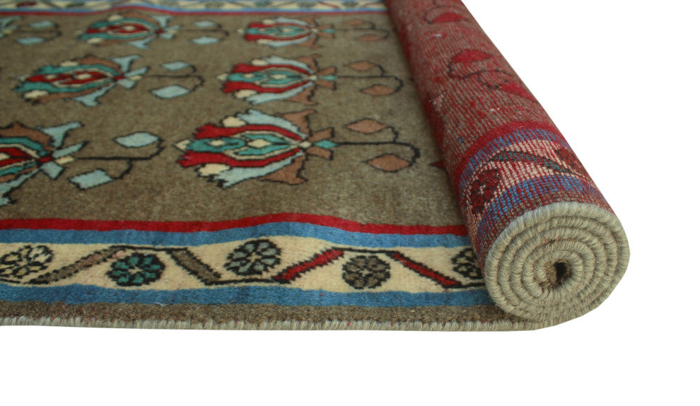 Fine Vintage Distressed Nazmiye Brown Runner