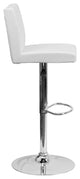 Emma White Vinyl Adjustable Height Barstool With Chrome Base