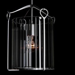 Bow Tall Mini Pendant, Vintage Platinum Finish, Clear Fluted Glass